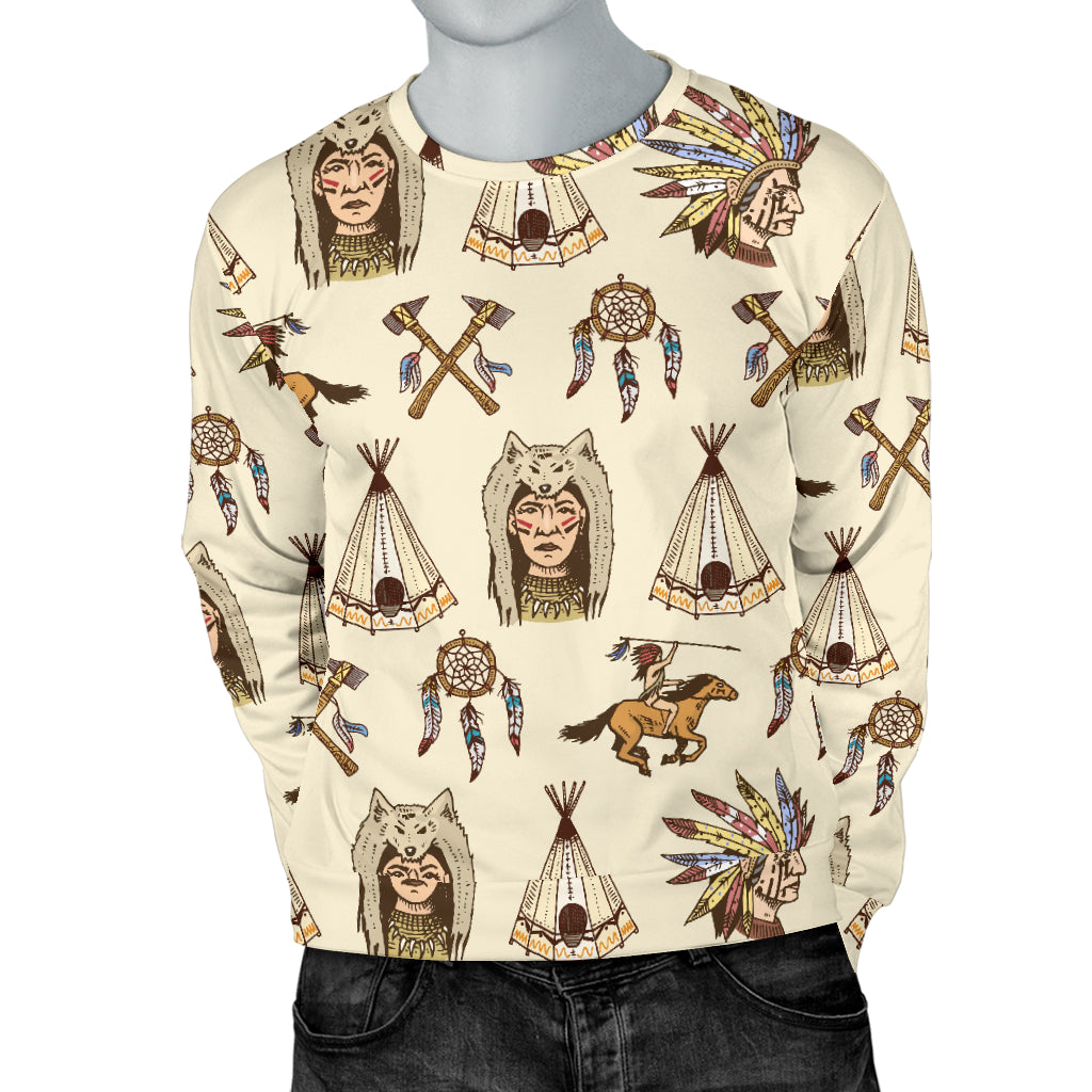 Native Indian Pattern Design Print Men Long Sleeve Sweatshirt