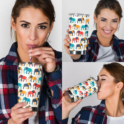 Elephant Colorful Print Pattern Tumbler