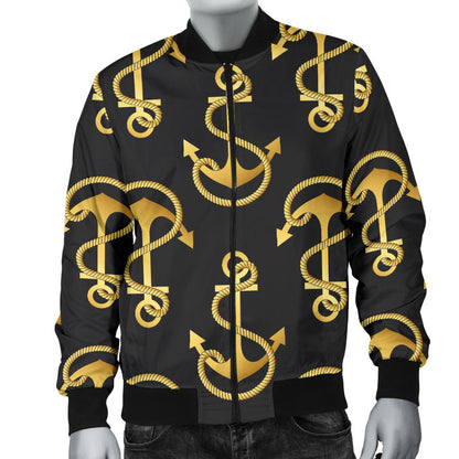 Anchor Gold Pattern Men Bomber Jacket
