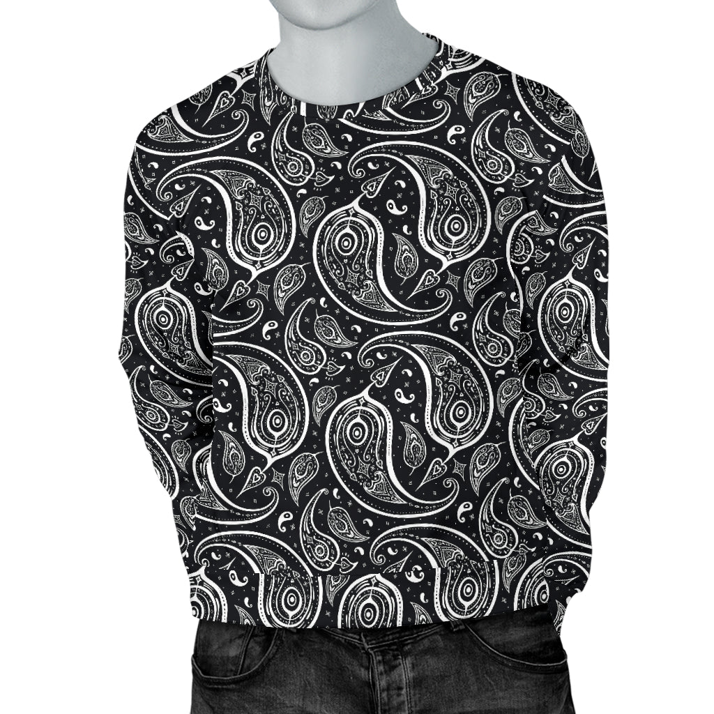Paisley Black Design Print Men Long Sleeve Sweatshirt