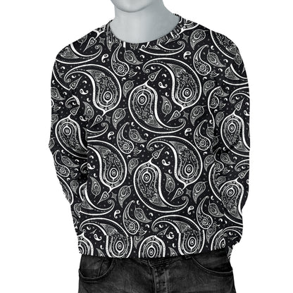 Paisley Black Design Print Men Long Sleeve Sweatshirt