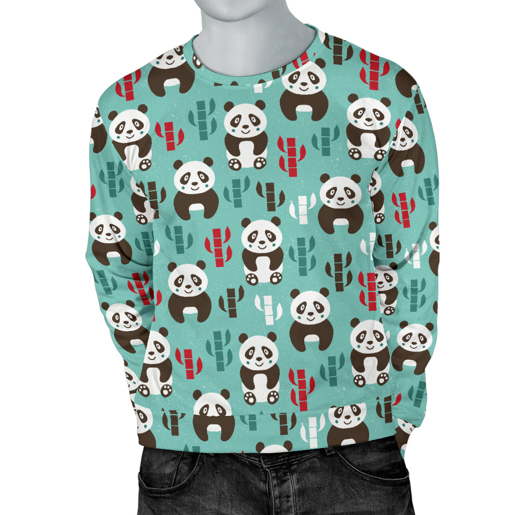 Panda Bear Cute Themed Print Men Long Sleeve Sweatshirt