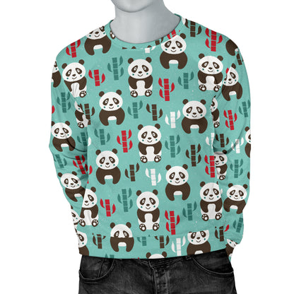 Panda Bear Cute Themed Print Men Long Sleeve Sweatshirt