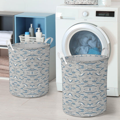 Narwhal Pattern Print Laundry Basket