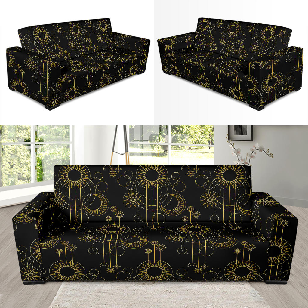 Moon Boho Style Pattern Print Design 01 Sofa Slipcover