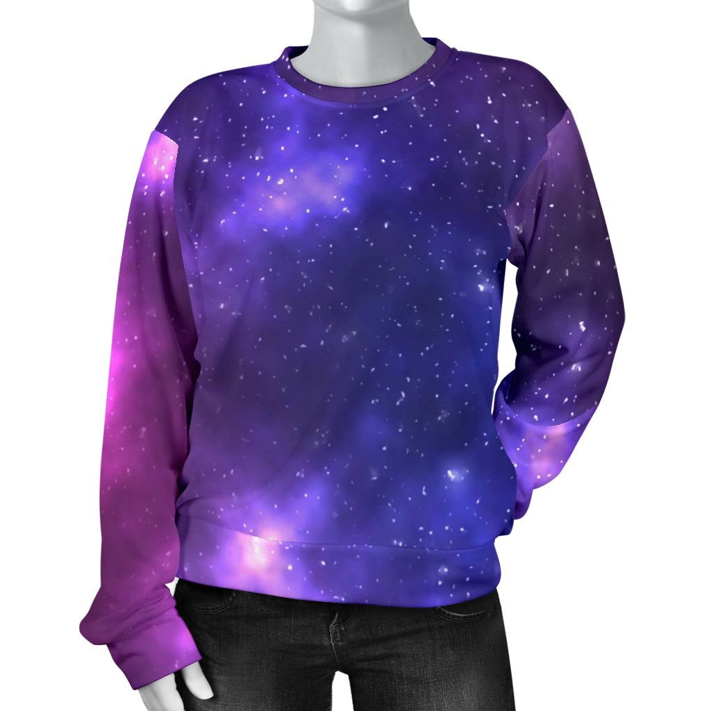 Celestial Purple Blue Galaxy Women Long Sleeve Sweatshirt