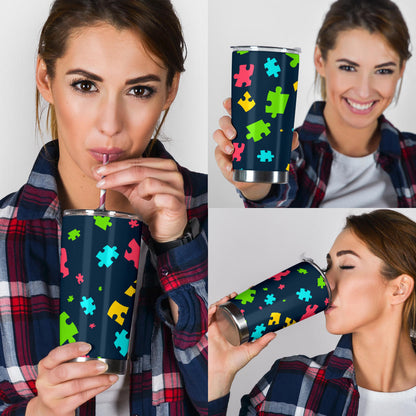 Autism Awareness Colorful Design Print Tumbler