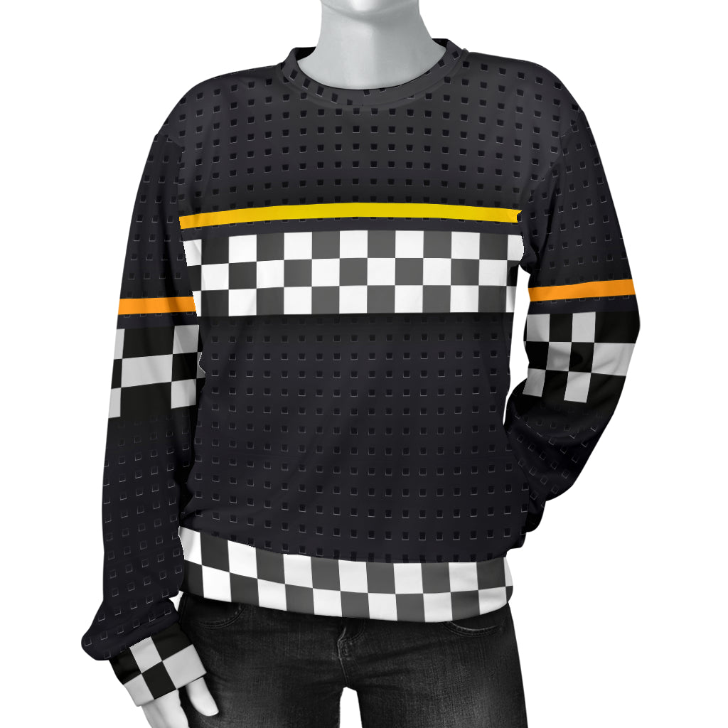 Checkered Flag Yellow Line Style Women Long Sleeve Sweatshirt