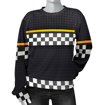 Checkered Flag Yellow Line Style Women Long Sleeve Sweatshirt