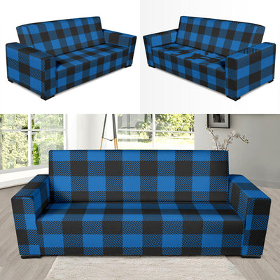 Buffalo check Blue Pattern Print Design 03 Sofa Slipcover