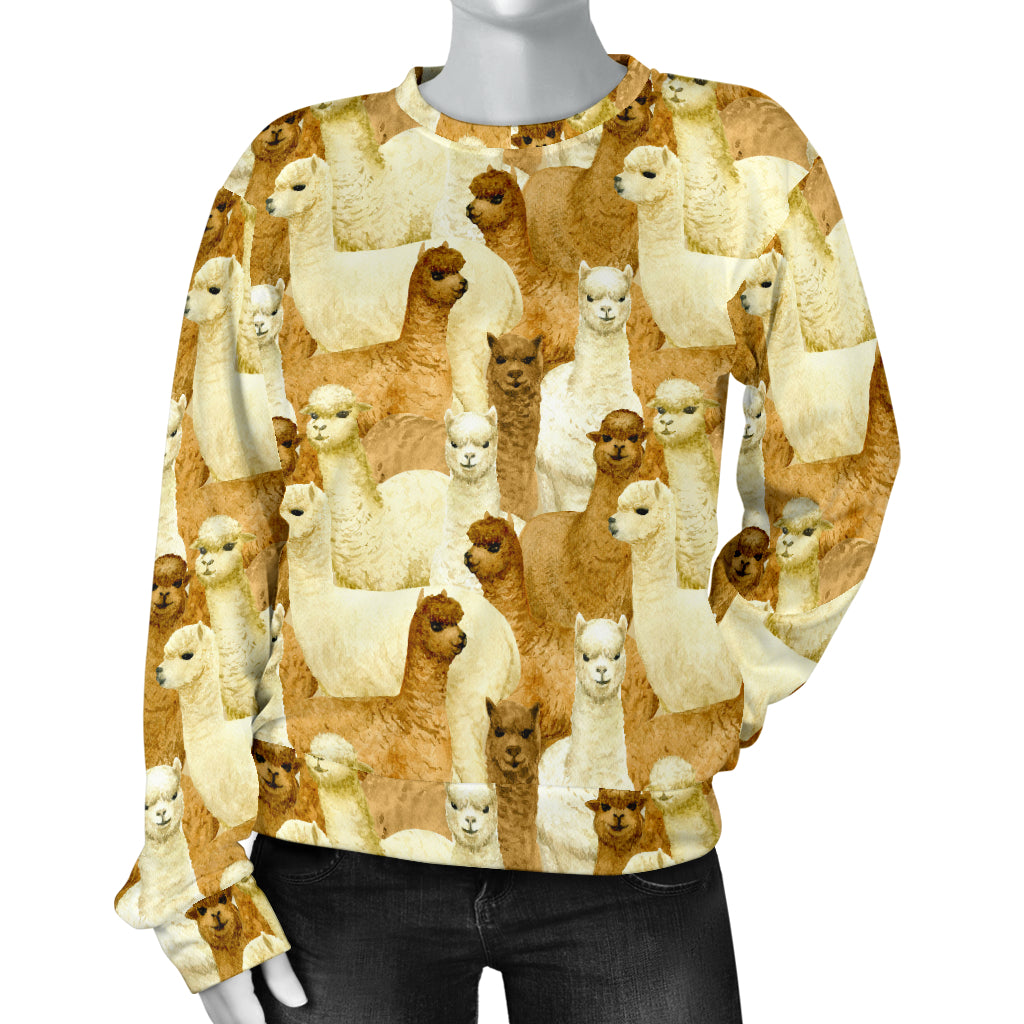 Alpaca Watercolor Design Themed Print Women Long Sleeve Sweatshirt