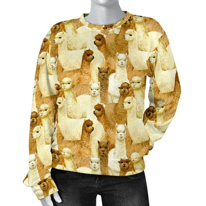 Alpaca Watercolor Design Themed Print Women Long Sleeve Sweatshirt
