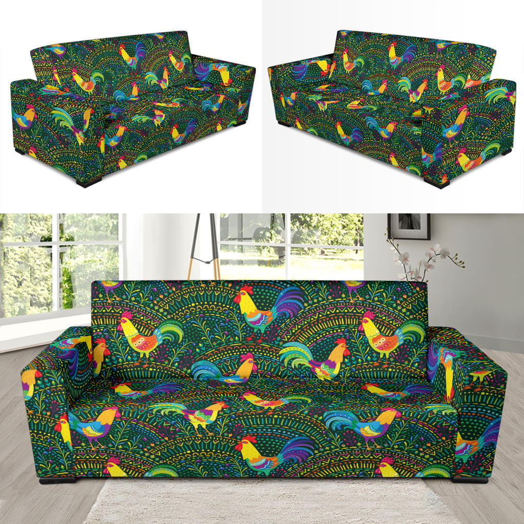 Rooster Pattern Print Design A01 Sofa Slipcover