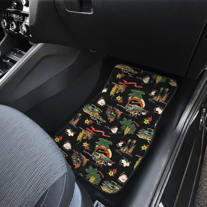 Hawaiian Island Themed Print Car Floor Mats Front Back