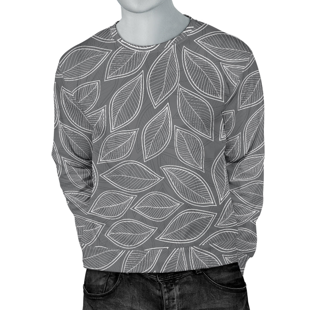 Elm Leave Grey Print Pattern Men Long Sleeve Sweatshirt