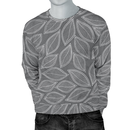 Elm Leave Grey Print Pattern Men Long Sleeve Sweatshirt