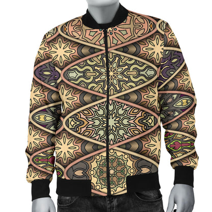 Mandala Motif Themed Design Print Men Bomber Jacket