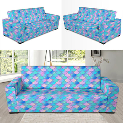 Mermaid Scales Pastel Pattern Print Design 07 Sofa Slipcover