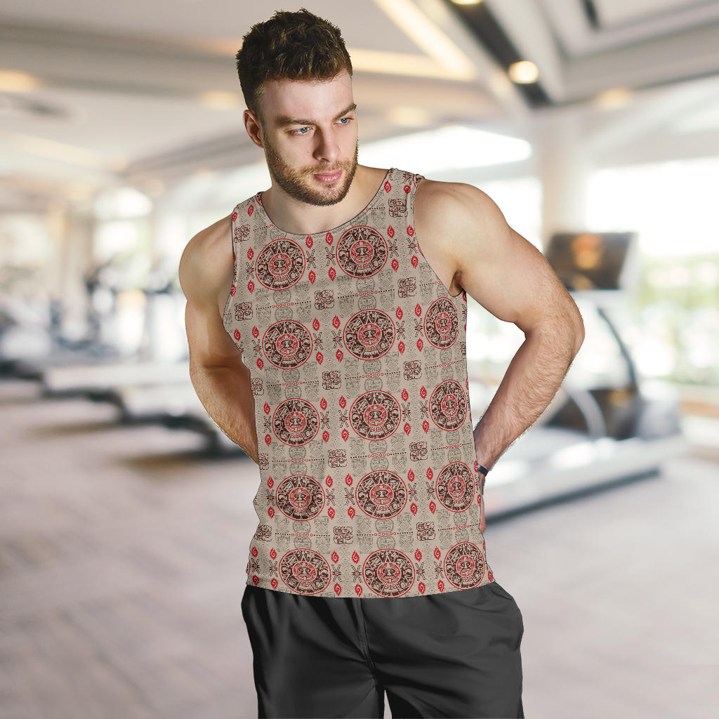Calendar Aztec Print Pattern Men Tank Top