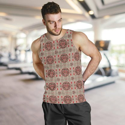 Calendar Aztec Print Pattern Men Tank Top