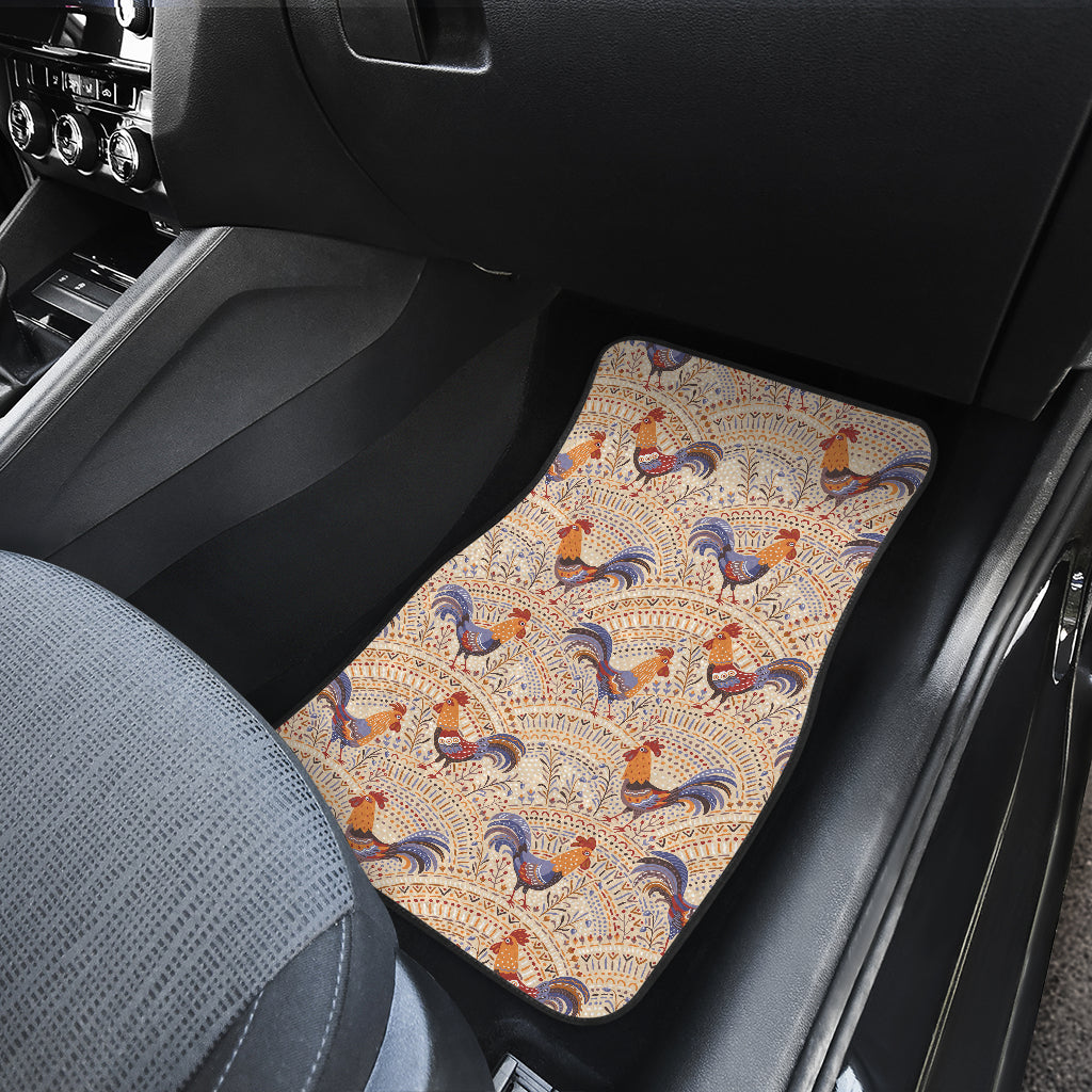 Chicken Boho Style Pattern Car Floor Mats Front Back