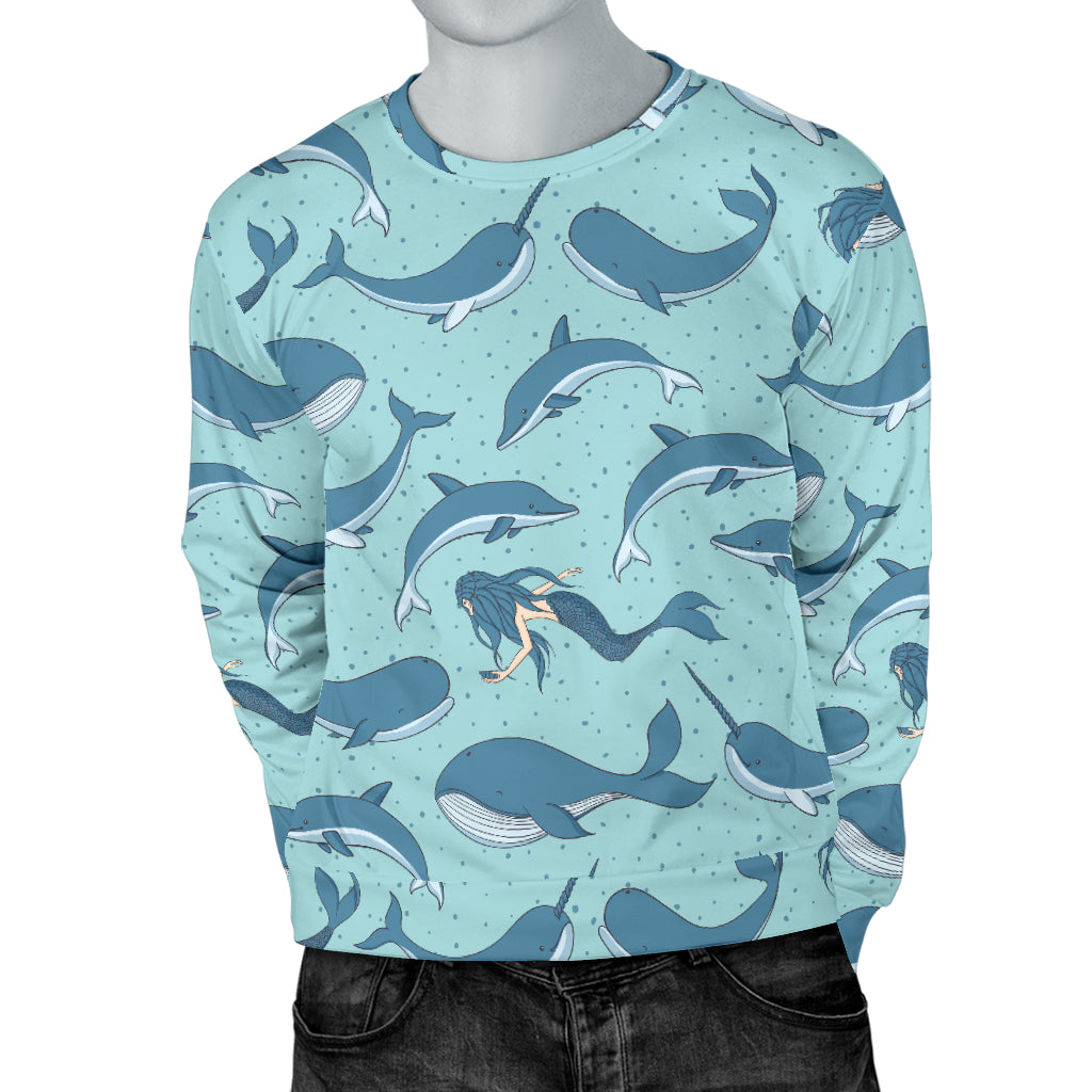 Narwhal Themed Print Men Long Sleeve Sweatshirt