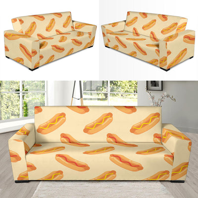 Hot Dog Pattern Print Design 05 Sofa Slipcover