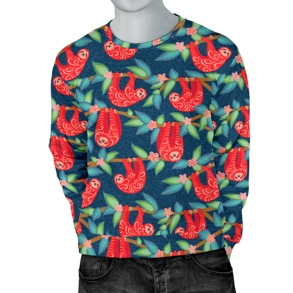 Sloth Red Design Themed Print Men Long Sleeve Sweatshirt