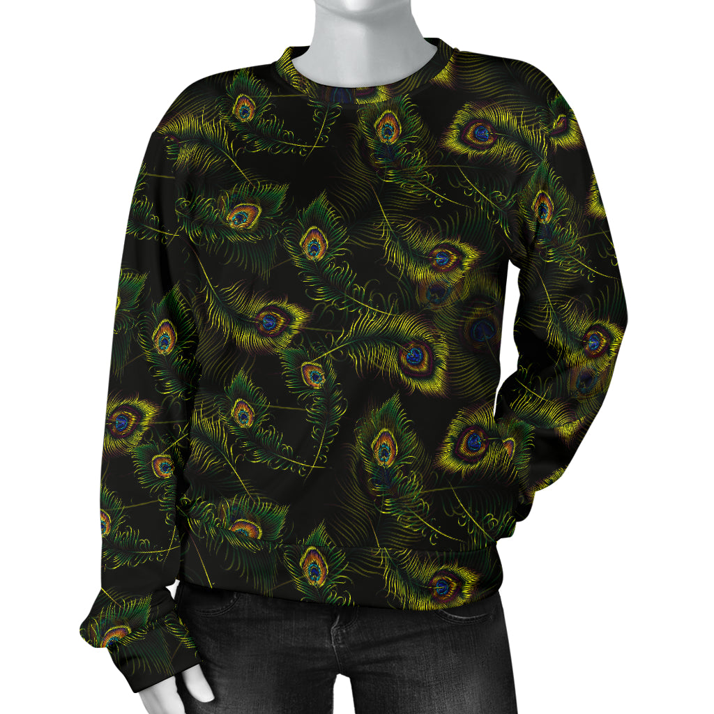 Peacock Feather Pattern Design Print Women Long Sleeve Sweatshirt