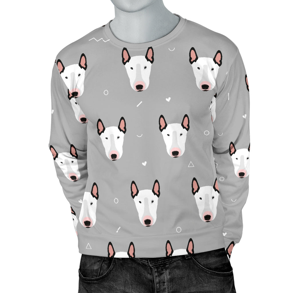 Bull Terrier Head Print Pattern Men Long Sleeve Sweatshirt