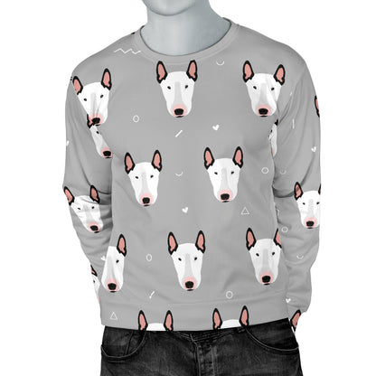 Bull Terrier Head Print Pattern Men Long Sleeve Sweatshirt