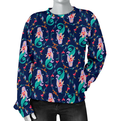 Mermaid Girl Cute Design Print Women Long Sleeve Sweatshirt