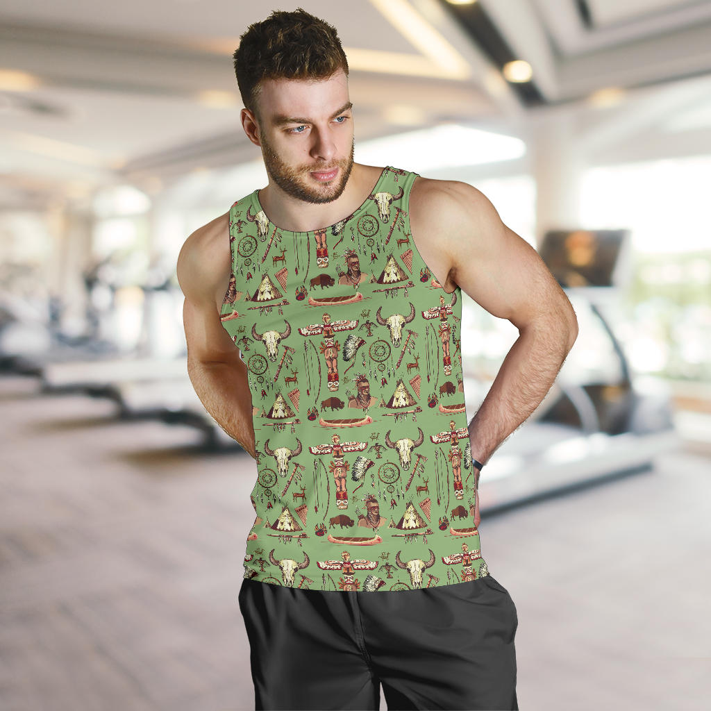 Native Indian Themed Design Print Men Tank Top