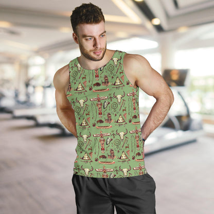 Native Indian Themed Design Print Men Tank Top