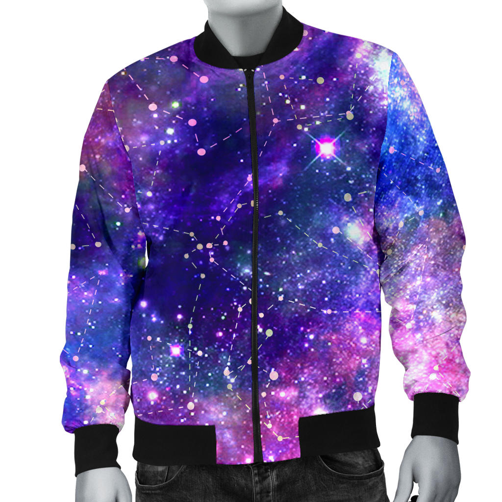 Galaxy Night Stardust Space Print  Men Bomber Jacket
