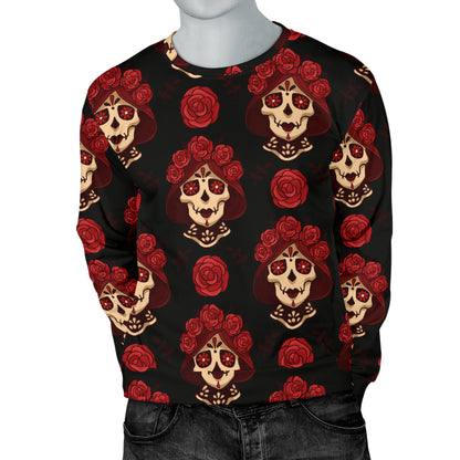 Day of the Dead Skull Girl Pattern Men Long Sleeve Sweatshirt