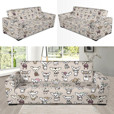 Chihuahua Pattern Print Design 02 Sofa Slipcover