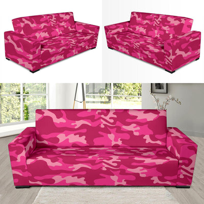 Camo Pink Pattern Print Design 01 Sofa Slipcover