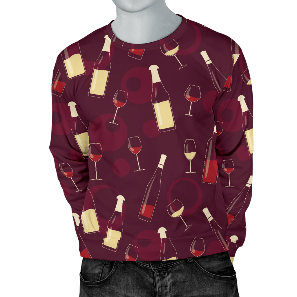 Wine Themed Pattern Print Men Long Sleeve Sweatshirt