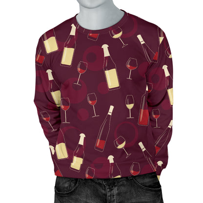 Wine Themed Pattern Print Men Long Sleeve Sweatshirt
