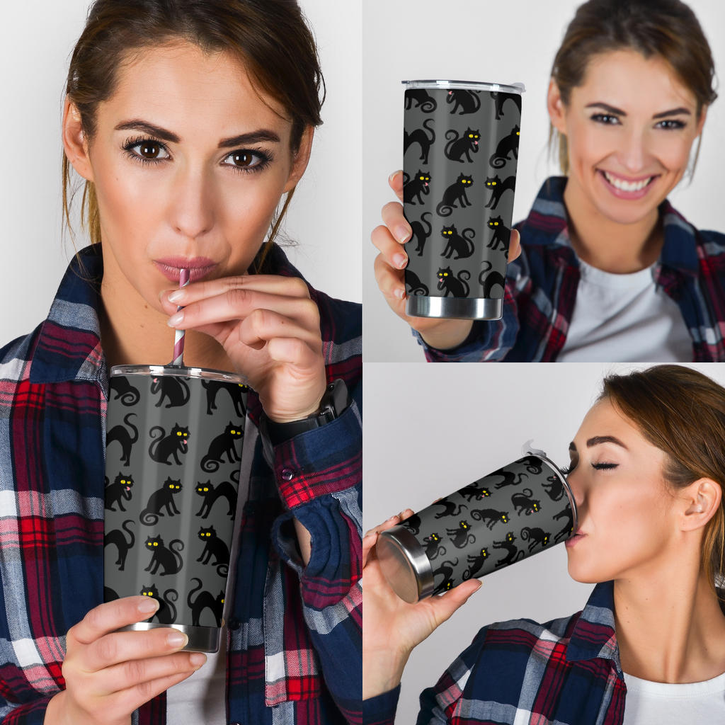 Black Cat Cute Print Pattern Tumbler