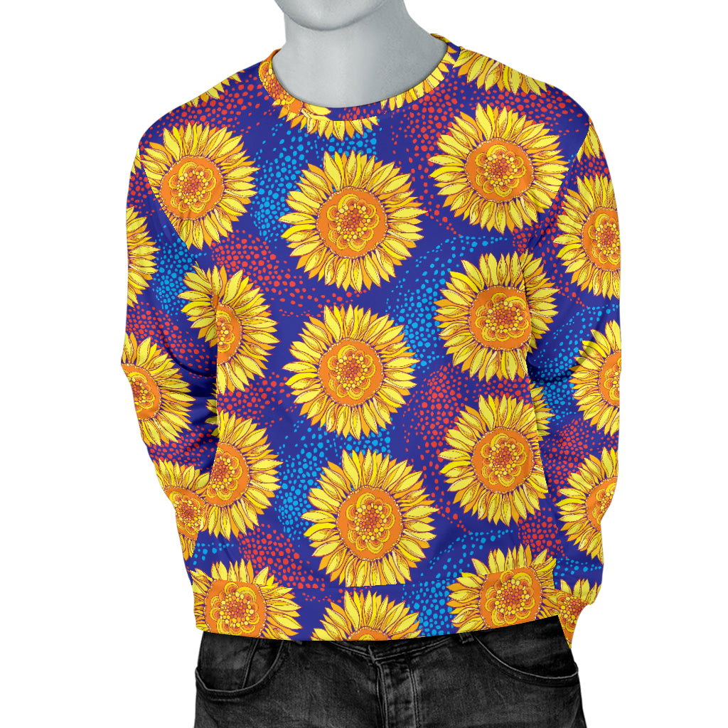 Sunflower Hand Drawn Style Print Men Long Sleeve Sweatshirt