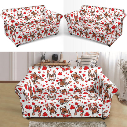 Silky Terriers Heart Print Design LKS302 Loveseat Couch Slipcover