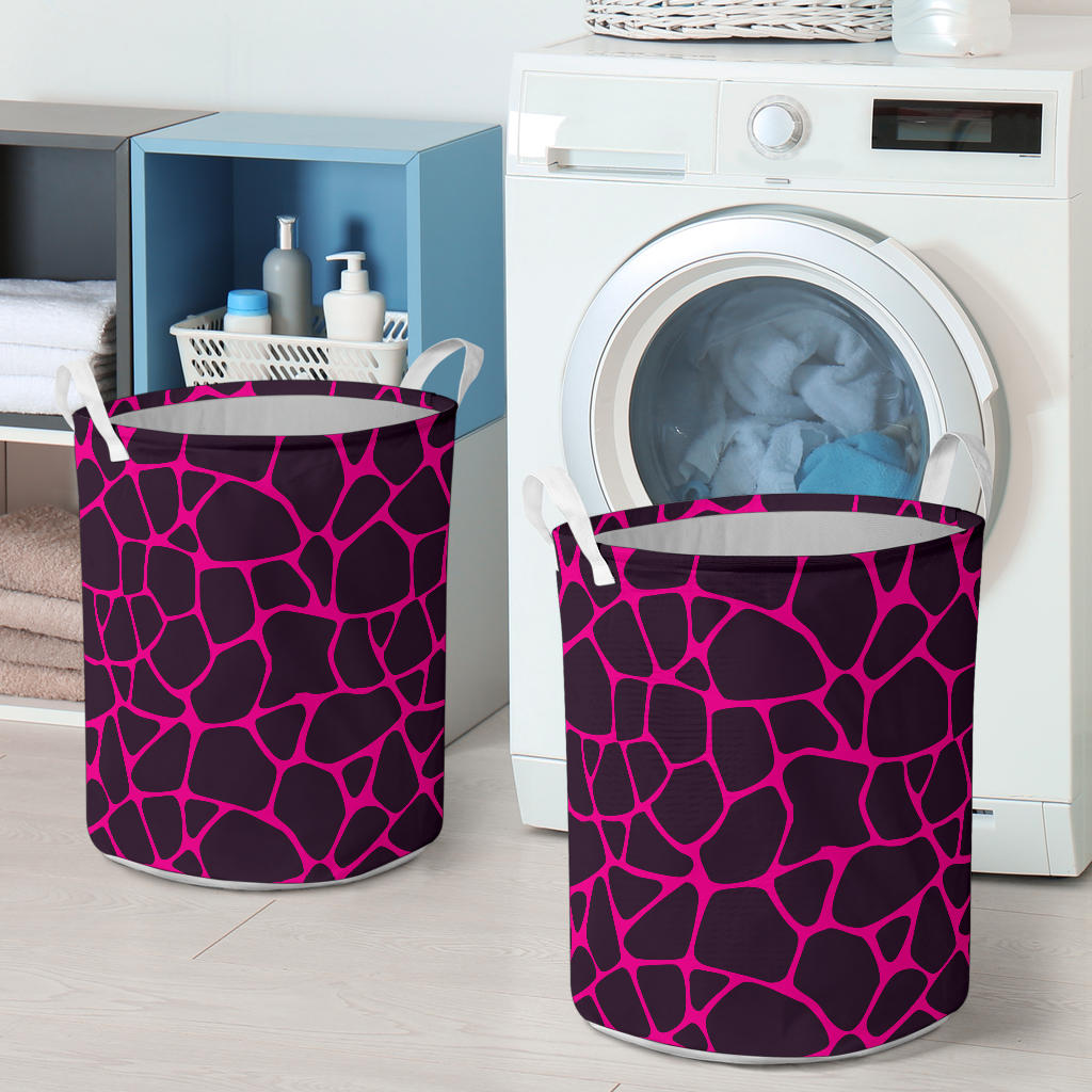Giraffe Pink Background Texture Print Laundry Basket