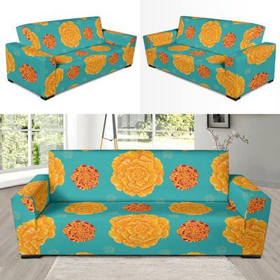 Marigold Pattern Print Design 02 Sofa Slipcover