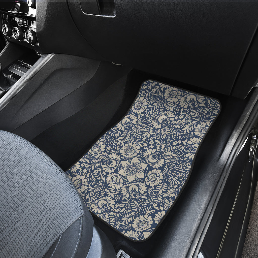 Elegant Floral Print Pattern Car Floor Mats Front Back