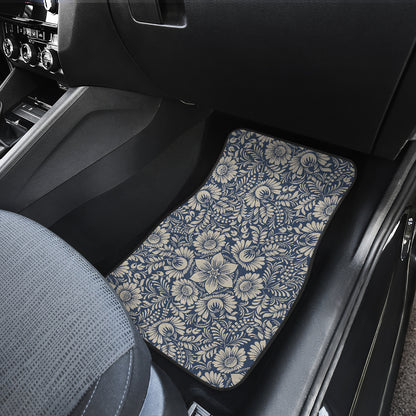 Elegant Floral Print Pattern Car Floor Mats Front Back