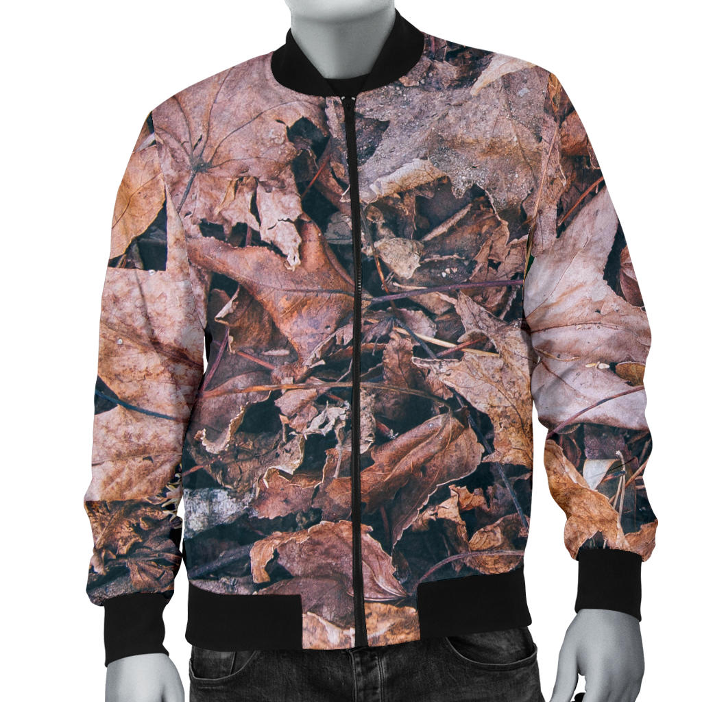 Camouflage Realistic Tree Leaf Print Men Bomber Jacket