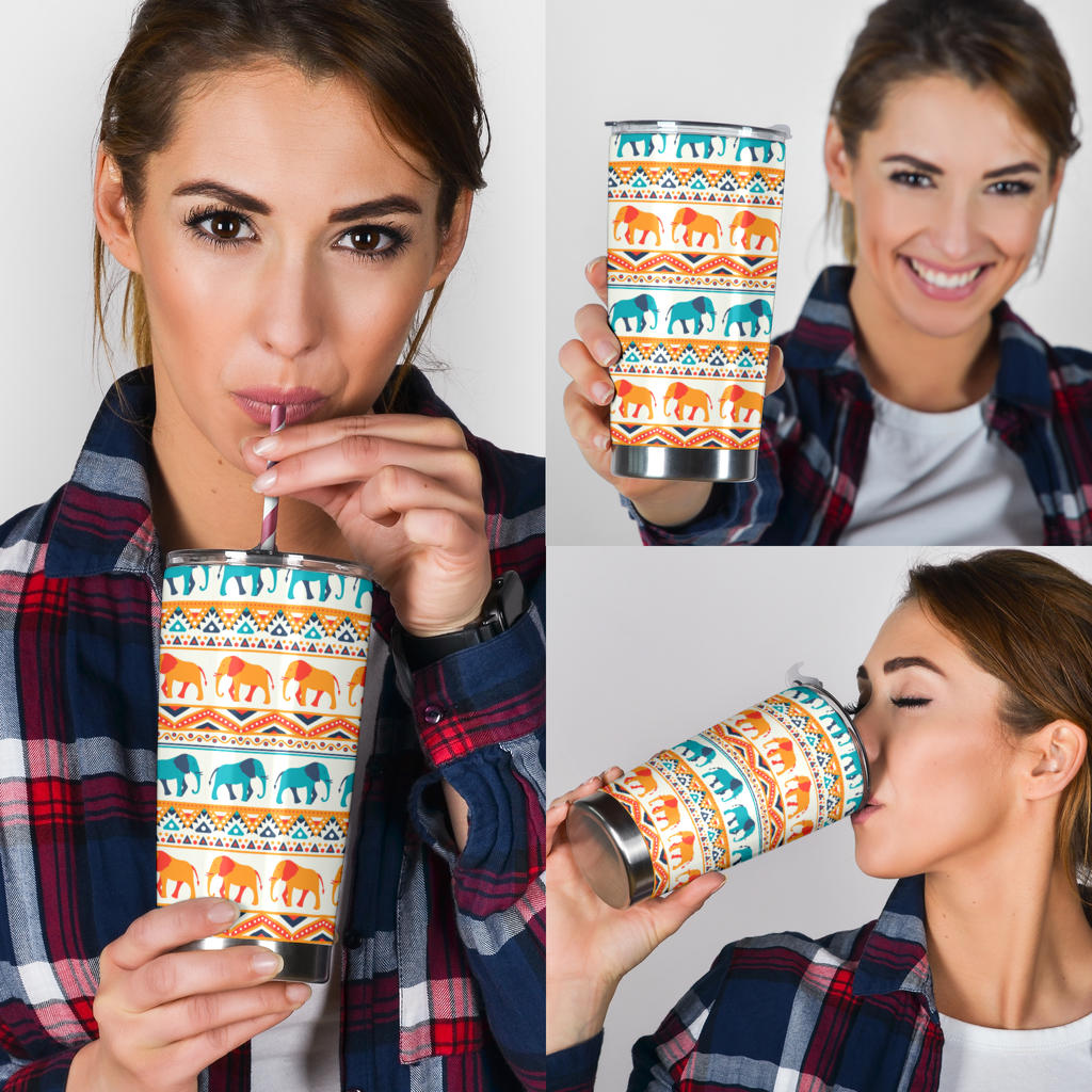 Elephant Aztec Ethnic Print Pattern Tumbler