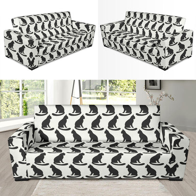 Black Cat Pattern Print Design 02 Sofa Slipcover